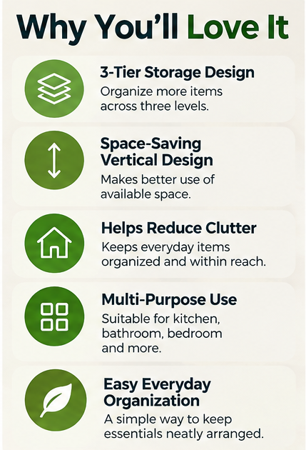 Apex 3-Tier Storage Rack – Space-Saving Home Organizer