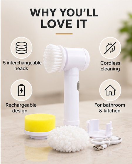 Aventrax 5-in-1 Electric Spin Cleaning Brush