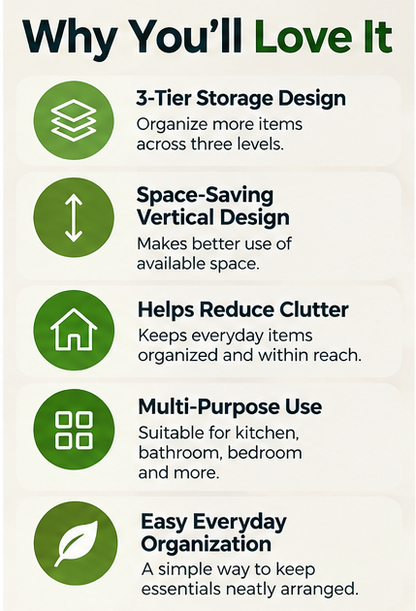 Apex 3-Tier Storage Rack – Space-Saving Home Organizer