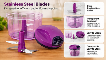 750ml Manual Vegetable Chopper with Pull-String