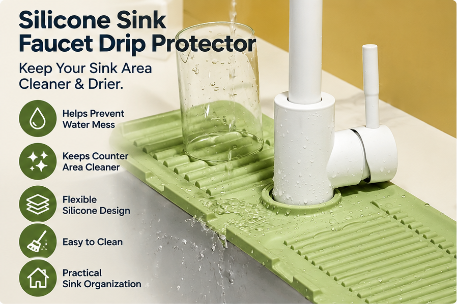 Silicone Sink Faucet Drip Protector – Water Splash & Drip Catcher