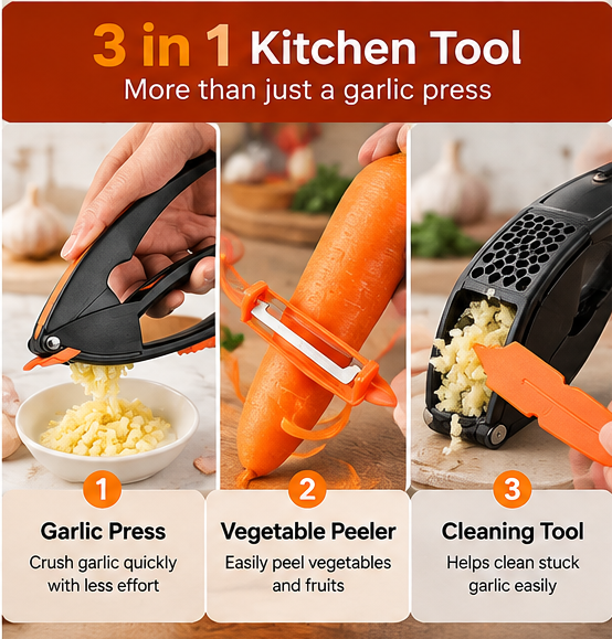 Multifunctional Garlic Press – Easy Garlic Crushing & Preparation