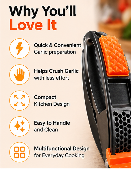 Multifunctional Garlic Press – Easy Garlic Crushing & Preparation